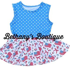 Blue Polka Dot and Patriotic Peplum